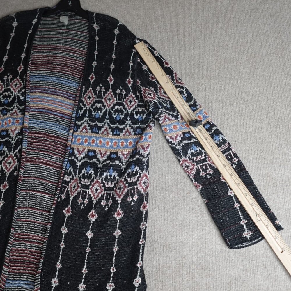 Peruvian Connection Black Multi-Color Patterned Open Cardigan - Picture 7 of 9
